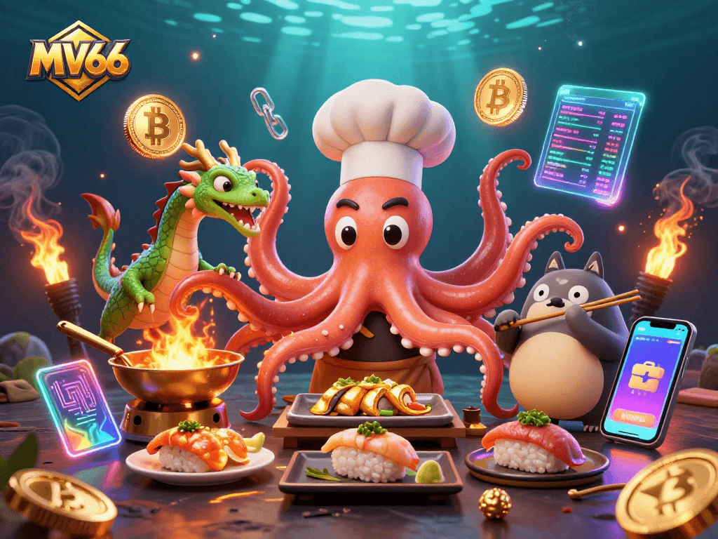 Experience thrilling MV66 online gaming with vibrant characters and dynamic crypto elements.