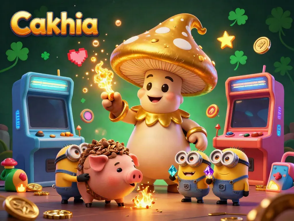 Cakhia's vibrant online casino scene showcases the golden wizard and treasures in rich detail.