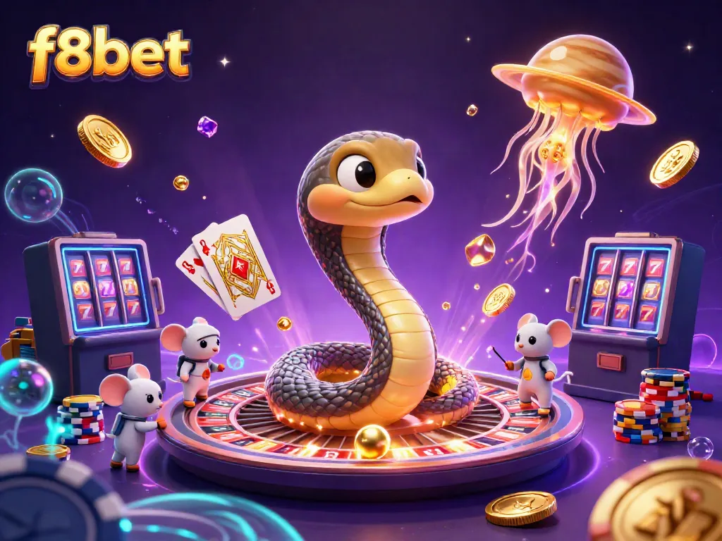 Experience the excitement of f8bet with a cosmic casino scene featuring magical elements and thrilling gameplay.