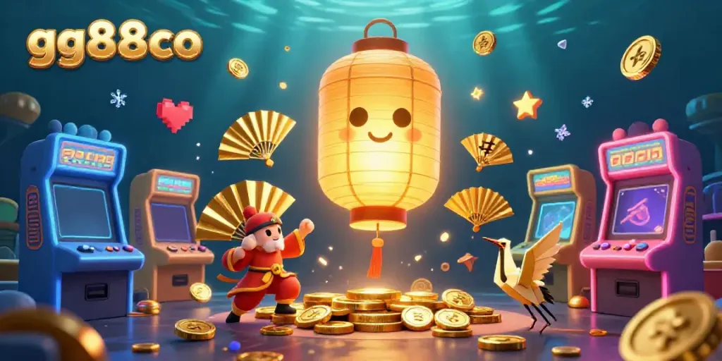 Experience the vibrant world of gg88co with a casino spirit and arcade elements in a stunning 3D illustration.