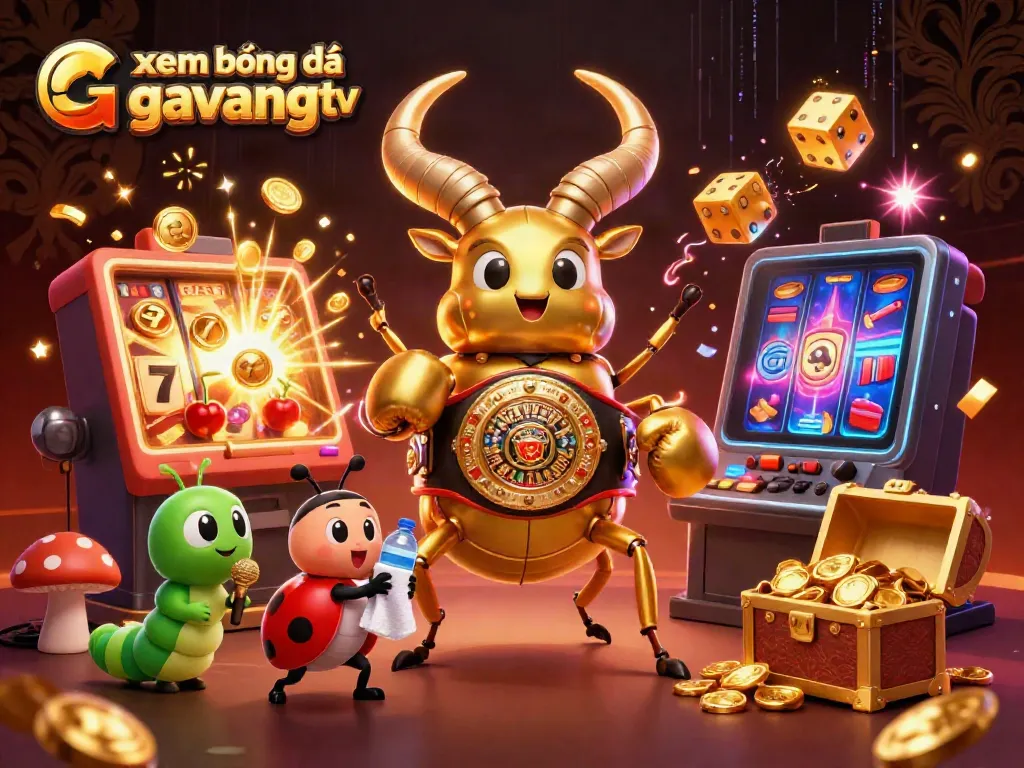 Experience xem bóng đá gavangtv with a colorful casino scene featuring unique characters and dynamic elements.
