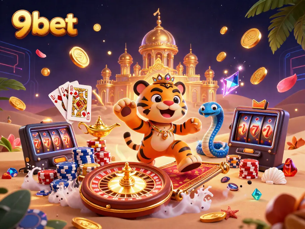 Experience thrilling gameplay at 9bet with a vivid illustration of casino excitement and fantasy.