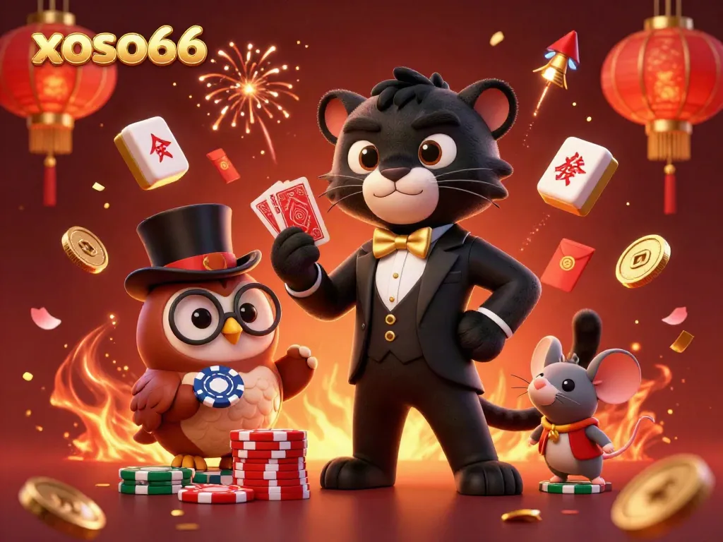 Engage in thrilling gameplay with xoso66 as the stylish black panther deals cards surrounded by festive elements.