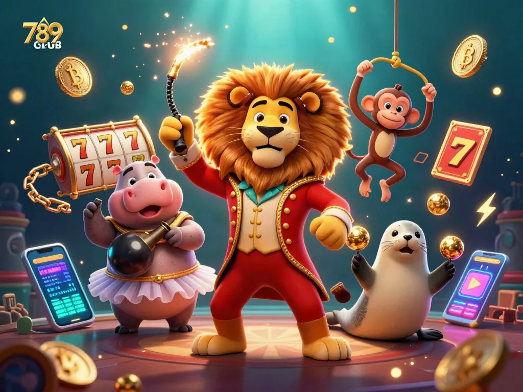 Experience thrilling victories at 789CLUB with a vibrant 3D casino illustration featuring exciting game elements.