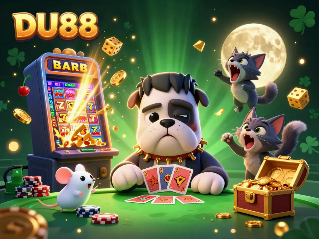 Experience DU88’s thrilling games with vibrant characters, a jackpot slot machine, and dynamic casino action.