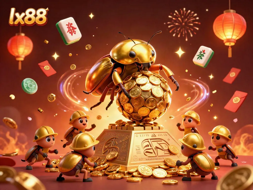Engage with lx88 casino fun through an energetic scene of beetles and treasures.
