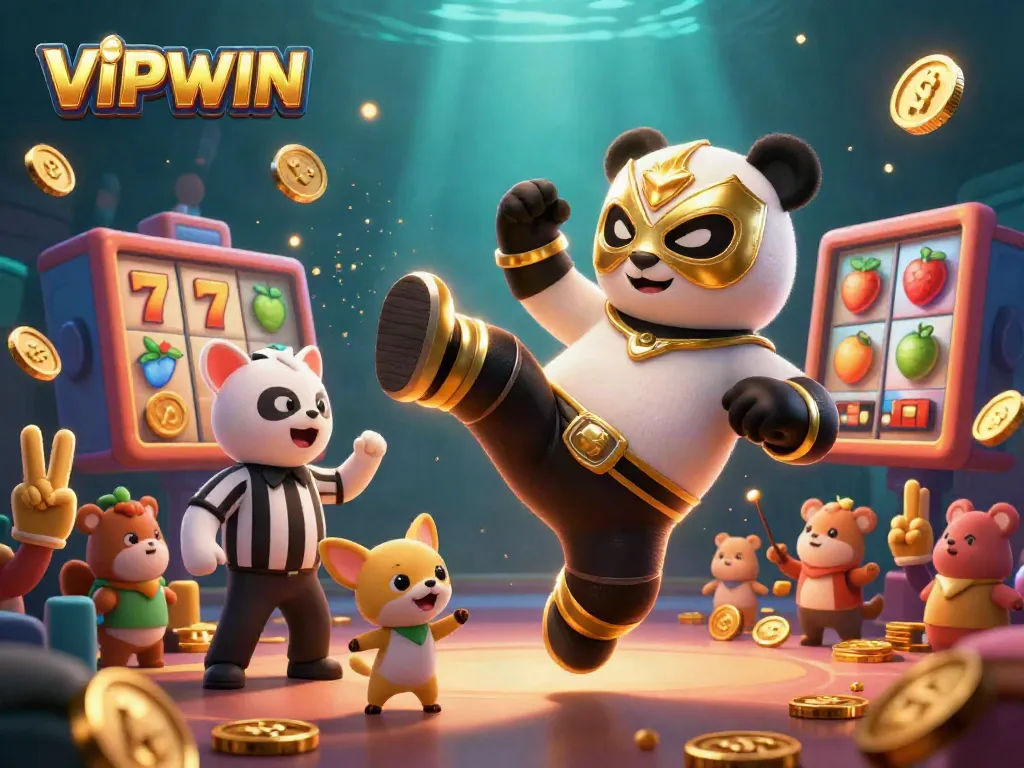 Experience thrilling gameplay at VIPWIN with exciting slot reels and a lively crowd!