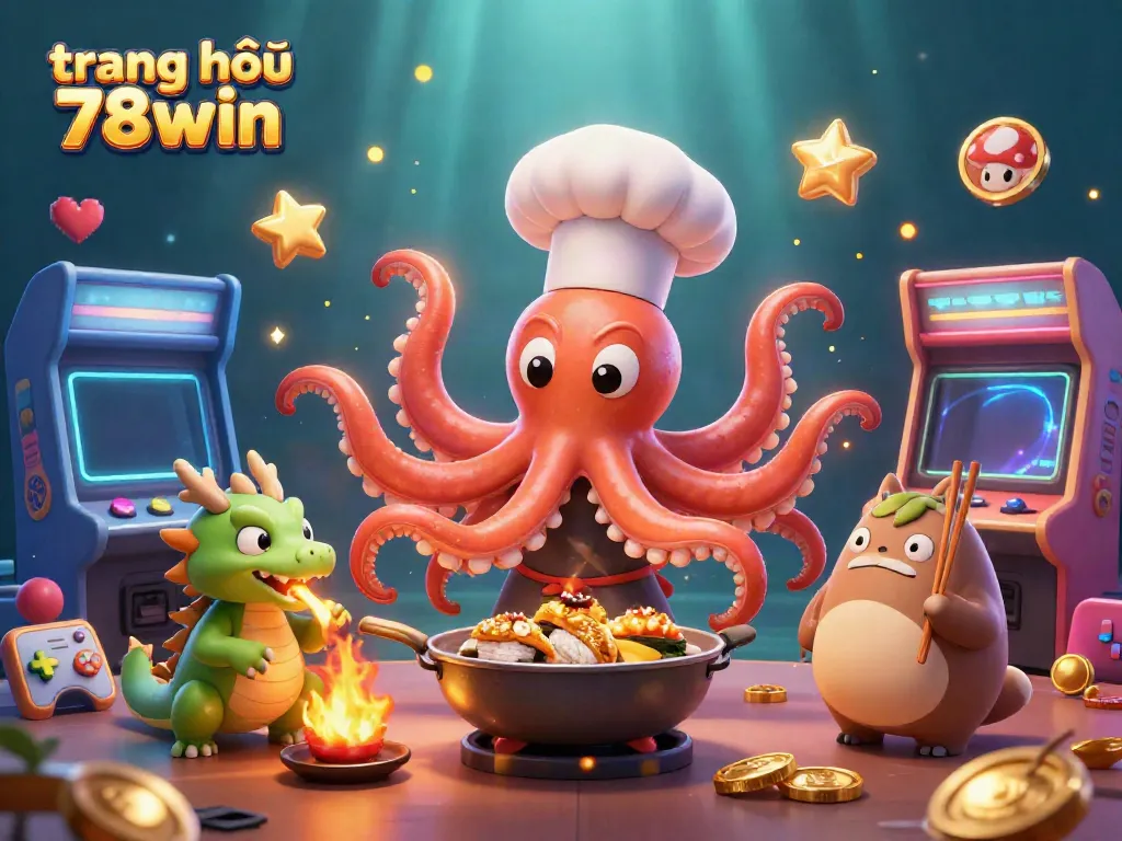 Experience the exciting world of trang chủ 78win with a vibrant scene featuring 3D characters and gaming elements.