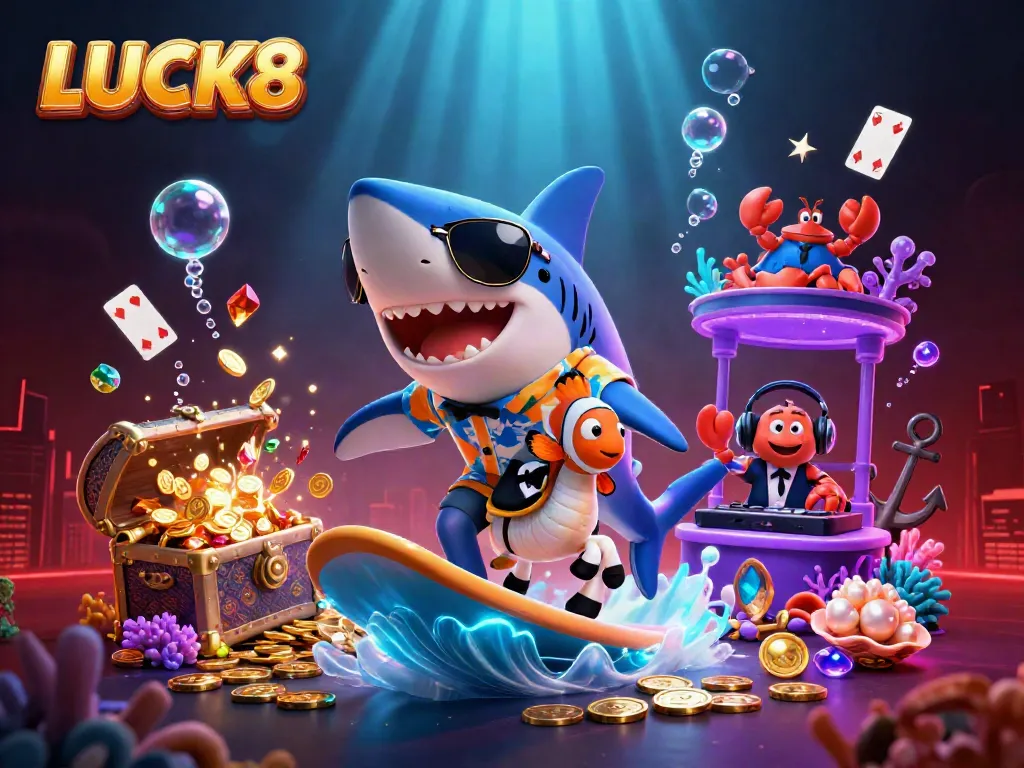 LUCK8 offers an engaging underwater casino adventure with vibrant characters and elements.