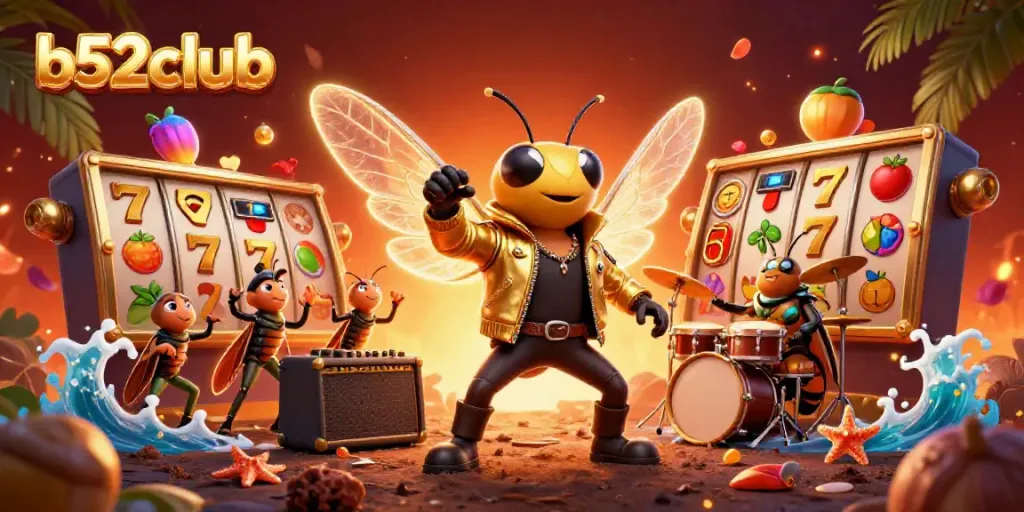 Join the excitement at b52club with dynamic 3D characters and vibrant gaming elements.