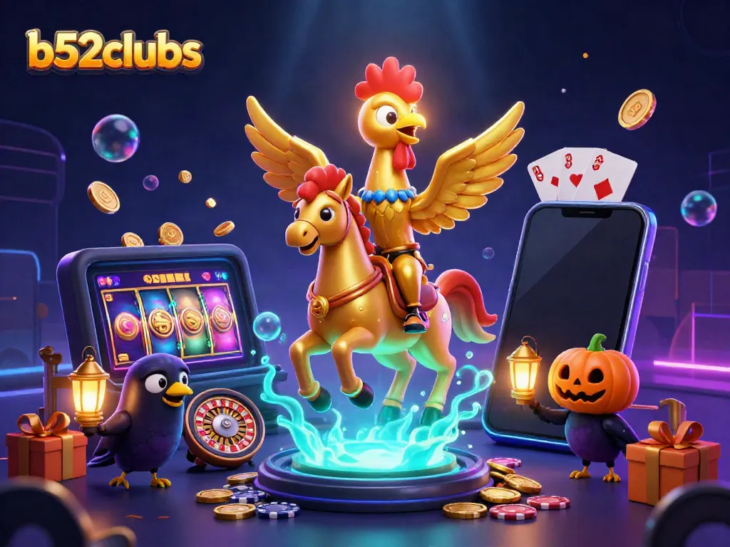 Engage with thrilling b52clubs gameplay featuring a golden rooster in a vibrant casino scene.